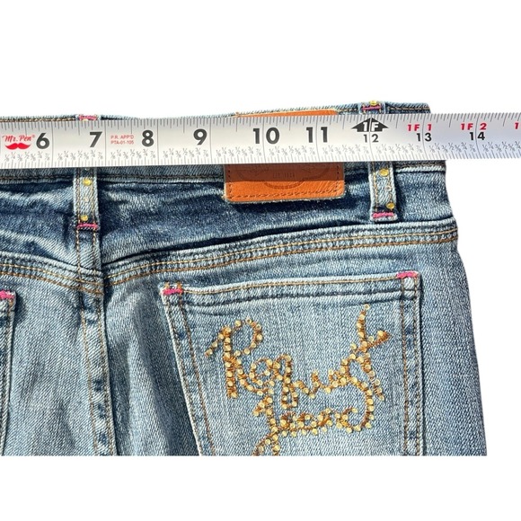 Vtg Y2K Request Distressed Rhinestone Embellish Light Wash Blue Jean 26 Dopamine - Picture 6 of 9